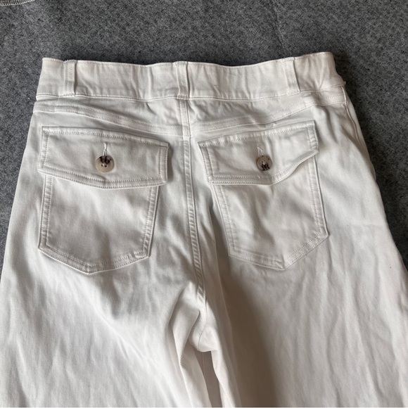 SPANX 20312R Stretch Twill Cropped Wide Leg White Khaki pull on Pants medium - Picture 7 of 7